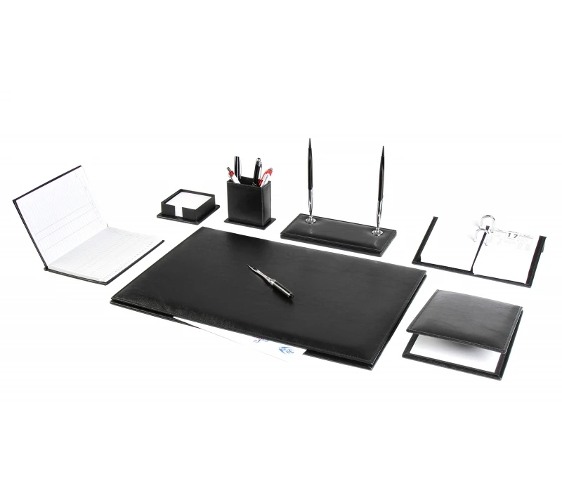 Yenice 9 pces escritório de couro mesa almofada acessórios conjunto mesa conjunto + seu nome na caneta e livre metal moldura presente
