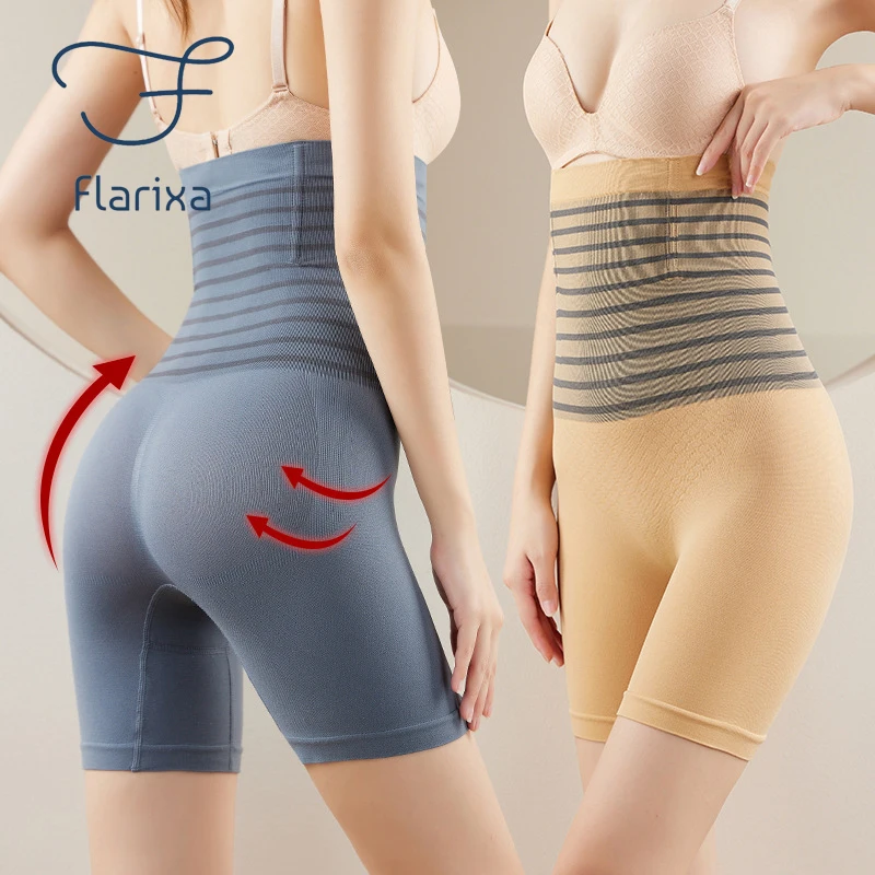 Cheap Flarixa High Waist Flat Belly Panties Slimming Waist Trainer Tummy  Control Shaping Pants Plus Size Seamless Safety Shorts