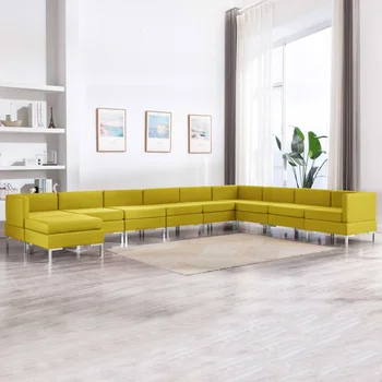 

10 PCs yellow sofa fabric sofa Set
