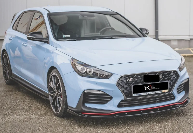 Max design amortecedor dianteiro lábio para hyundai i30 2017 + n acessórios do carro divisor lábio difusor carro tuning asa saias laterais