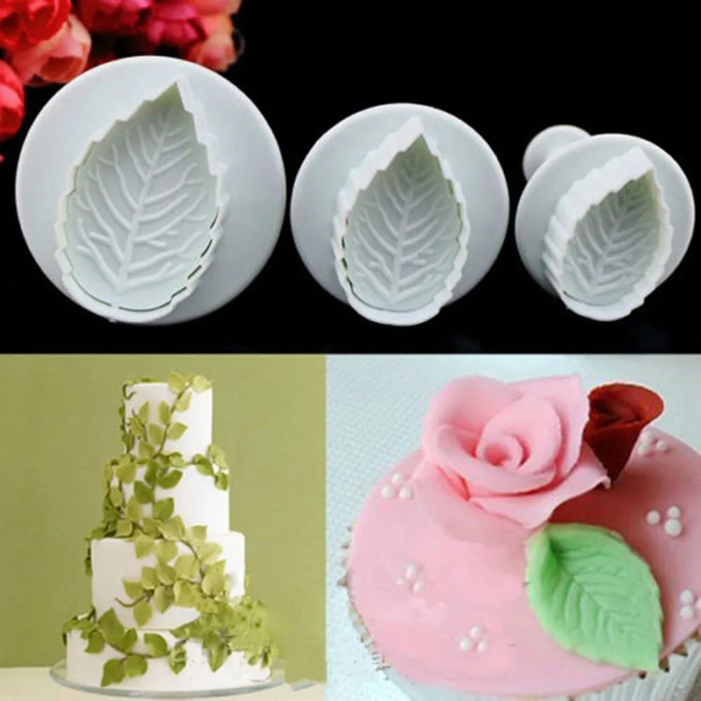 3pcs Leaf Cookie Plunger Cutter Fondant Sugarcraft Mold Cake Decorating TooUSSJ 3pcs Leaf Cookie Plunger Cutter Fondant Sugarcraft Mold Cake Decorating TooUSSJ