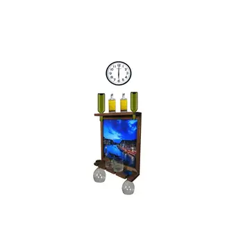 

Wall Clock Wall Art Picture Wooden Wine Rack Bottle Organizer Holders Beer Whiskey Bottle Bar Home Party Kitchen Salon Accessory