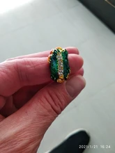 Joyería de estilo Retro dorado para mujer, anillo pintado a mano con aceite, joyería