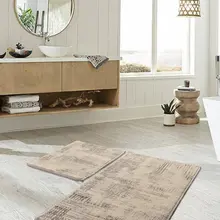 Коврики для ванной нескользящие Противоскользящие коврики Нескользящие противоскользящие льняные хлопковые дымчатые Flosl 2'Li набор 60X100 cm-50X60 см