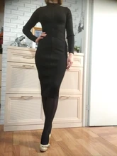 Dress Women Celebrity Bodycon Bandage Evening-Runway Long-Sleeve Midi Nude Black Winter