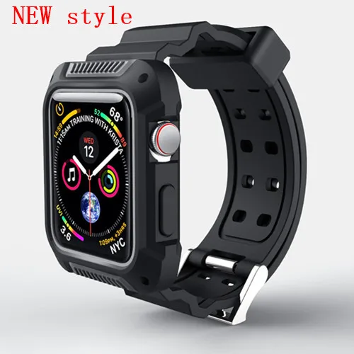 new gray Чехол+ ремешок для Apple watch band 44 мм 40 мм iWatch band 38 мм 42 мм силиконовый защитный чехол+ Браслет Apple watch 5 4 3 2 1 38 42 40 - Цвет ремешка: new gray