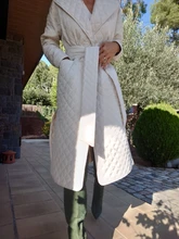 Winter Coat Parkas Long-Jacket Thin Toppies Autumn Womens Plaid Argyle Belt Double-Breasted-Belt