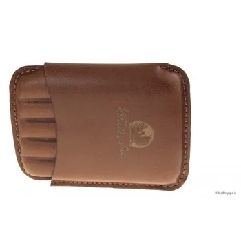 

Leather sewn by hand cigar case Stortignaccolo for 5 Scorciato - Tan