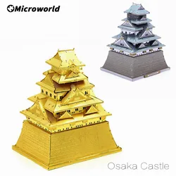 Microworld 3d metal nano quebra cabeça japão osaka castelo edifícios modelos kits diy corte a laser brinquedos educativos presentes para adultos