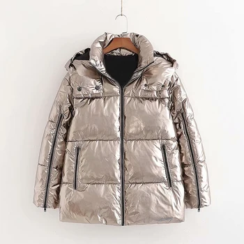 

Obrix Casual Style Female Hooded Jacket Stand Collar Full Sleeve Zippers Pockets Streetwear Wide Waisted Jacket For Women