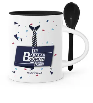 

Father's Day Custom Initial Parents Happy Black Spoon Mug Cup-1