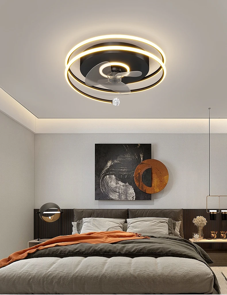 wood chandelier Modern Led Chandelier With Fan Decor Indoor Lamp for Living Dining Room Kids Bedroom Kitchen Remote Round Ring LED Ceiling Light lowes chandeliers