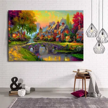 

The Town Of foliage Canvas Table