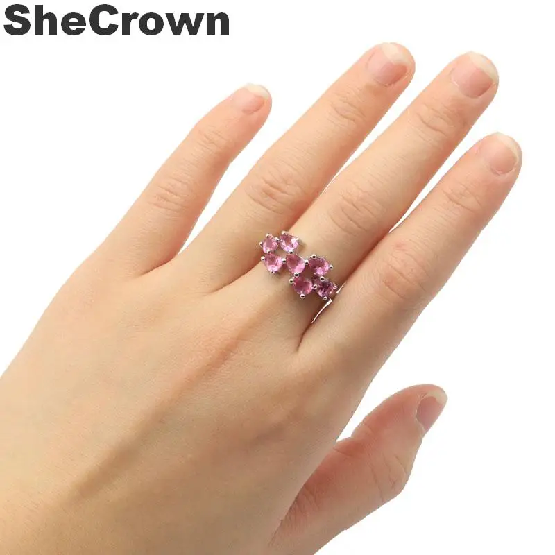 

20x10mm 2019 New Designed Created Pink Tourmaline Gift For Woman's Jewelry Making Silver Rings