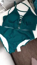 Swimsuit Bikini-Sets Bathing-Suits CUPSHE Lace-Up Two-Pieces Green Beach Sexy Women Solid