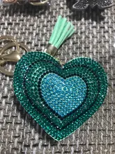 ZOSHI-Llavero borla cuero con forma de corazón, llavero con anilla para llaves, llavero de cristal de Metal, bolso con abalorio, colgante automático, regalo, precio al por mayor