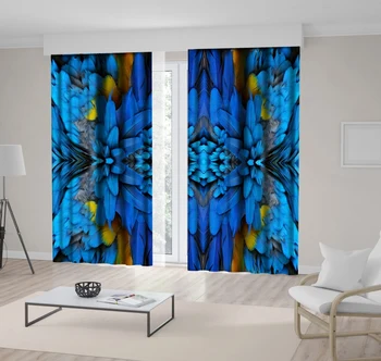 

Curtain Macaw Feathers Parrot Jungle Birds Colorful Tropical Animal Nature Theme Art Printed Blue Yellow