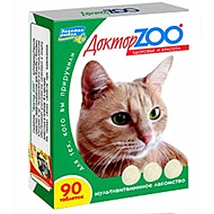 Доктор Зоо Витамины Здоровье и красота для кошек 90 таблеток