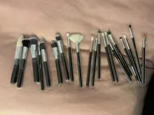 Conjunto de negras brochas maquillaje BEILI, brochas profesionales de pelo Natural de cabra, brochas para base de maquillaje en polvo, brochas para mezclar ojos y maquillaje