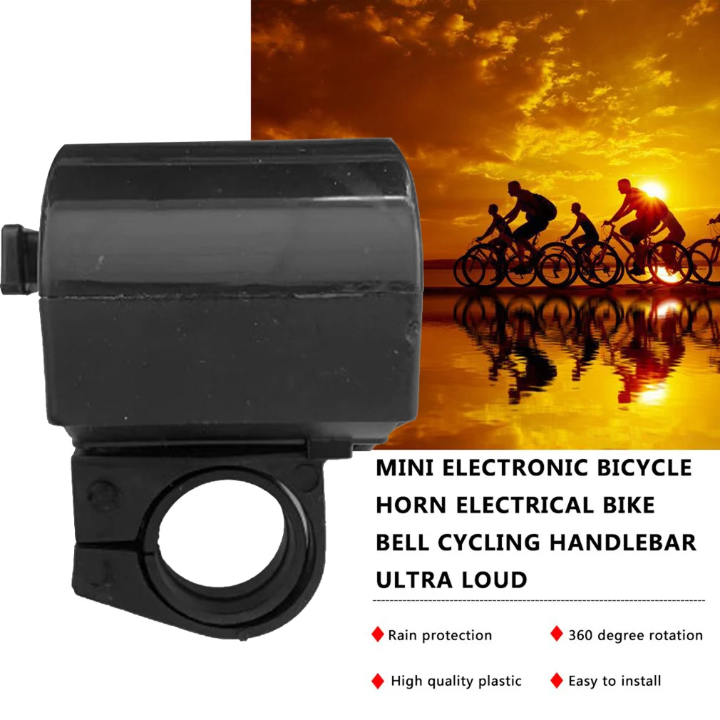 

Mini Electronic Bicycle Horn Electrical Bike Bell Cycling Handlebar Ultra Loud Alarm Ring Battery Powered 360 Degree Rotating
