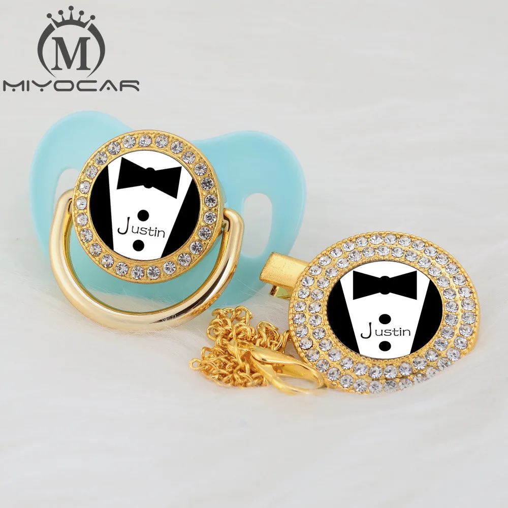 MIYOCAR на заказ любой тест крутой красивый золотой bling соска и соска клип черный BPA бесплатно пустышка bling уникальный дизайн P-SR - Цвет: P7-SR 0-6M