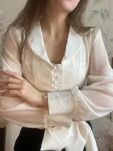 Women Shirts Blouse Buttons Crop-Top Long-Sleeve Lapel Collar V-Neck Blusas Ladies Bow