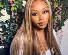 4 27 peluca Ombre hueso recto peluca con malla frontal 13x4 13x6x1 marrón encaje de colores frente pelucas de cabello humano cierre 4x4 peluca 180%