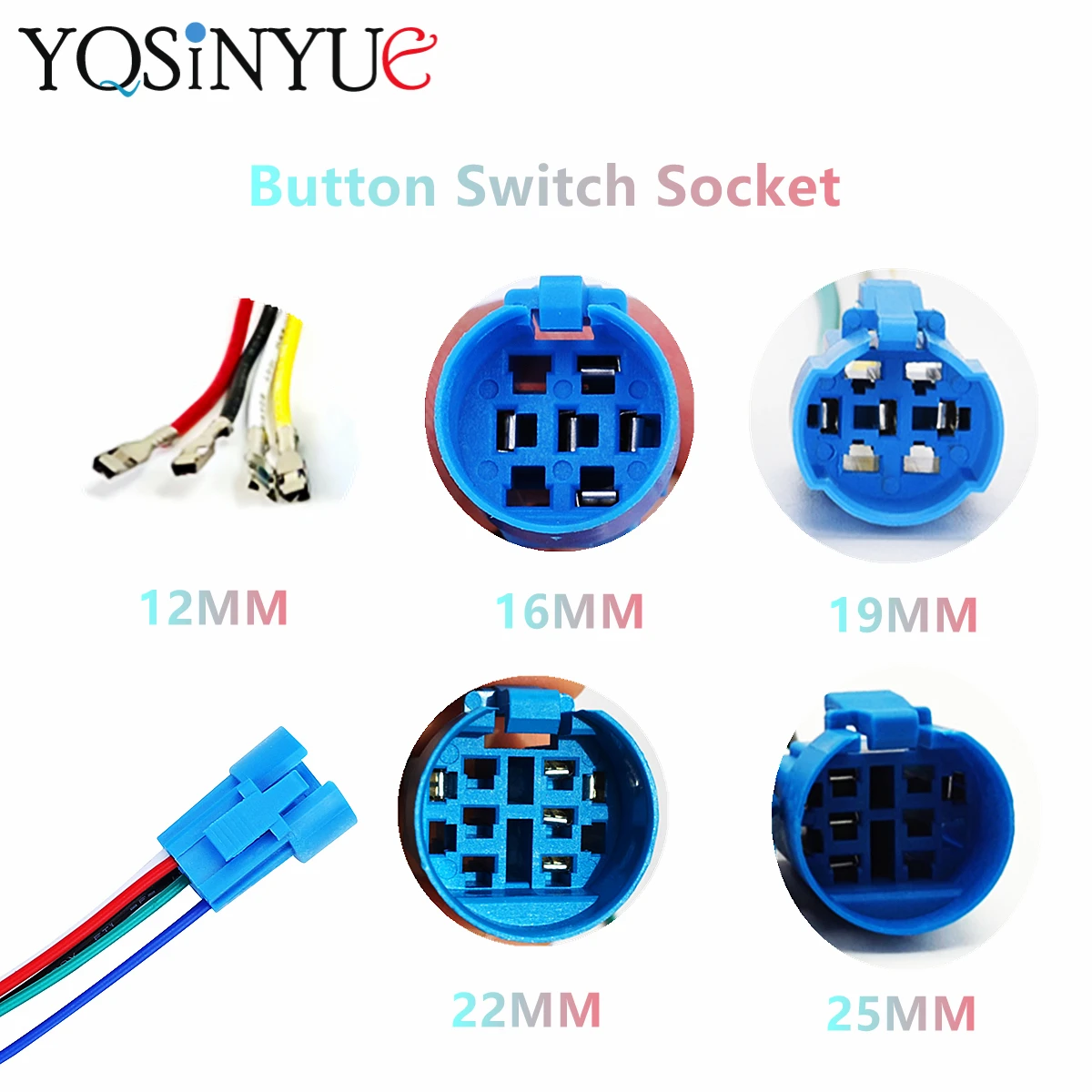 금속 LED 푸시 버튼 스위치용 케이블 소켓, 안정적인 램프 라이트 버튼 커넥터, 2-6 와이어, 12mm, 16mm, 19mm, 22mm, 25mm, 1PC