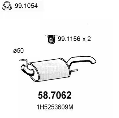 Задняя часть глушителя Vento 1.8 92 ASSO 587062