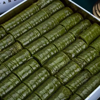 

Traditional fresh delicious premium Turkish roll baklava with pistachio. Dessert Baklava Famous Brand Turkish Baklava Pistachio