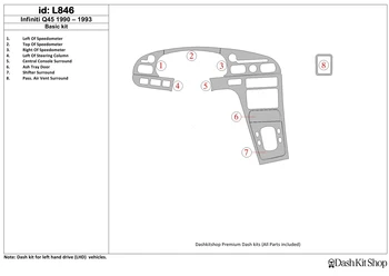 

Interior trim for Infiniti Q45 1990-1993. Set L846.