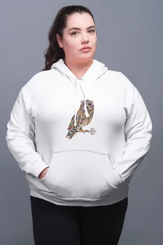 

Angemiel Wear Ethnic Pattern Owl White Women 'S Hooded Sweatshirt