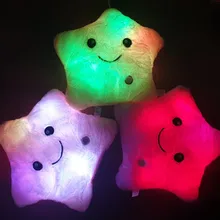 34CM Creative Toy Luminous Pillow Soft Stuffed Plush Glowing Colorful Stars Cushion Led