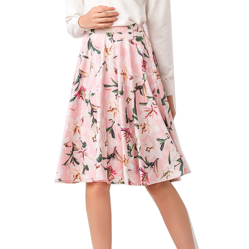 Осенний свитер женский модный ШЕРСТЯНОЙ ДЖЕМПЕР С О-образным вырезом и длинным рукавом Розовый Зеленый Белый цветок лилии - Цвет: pink skirt