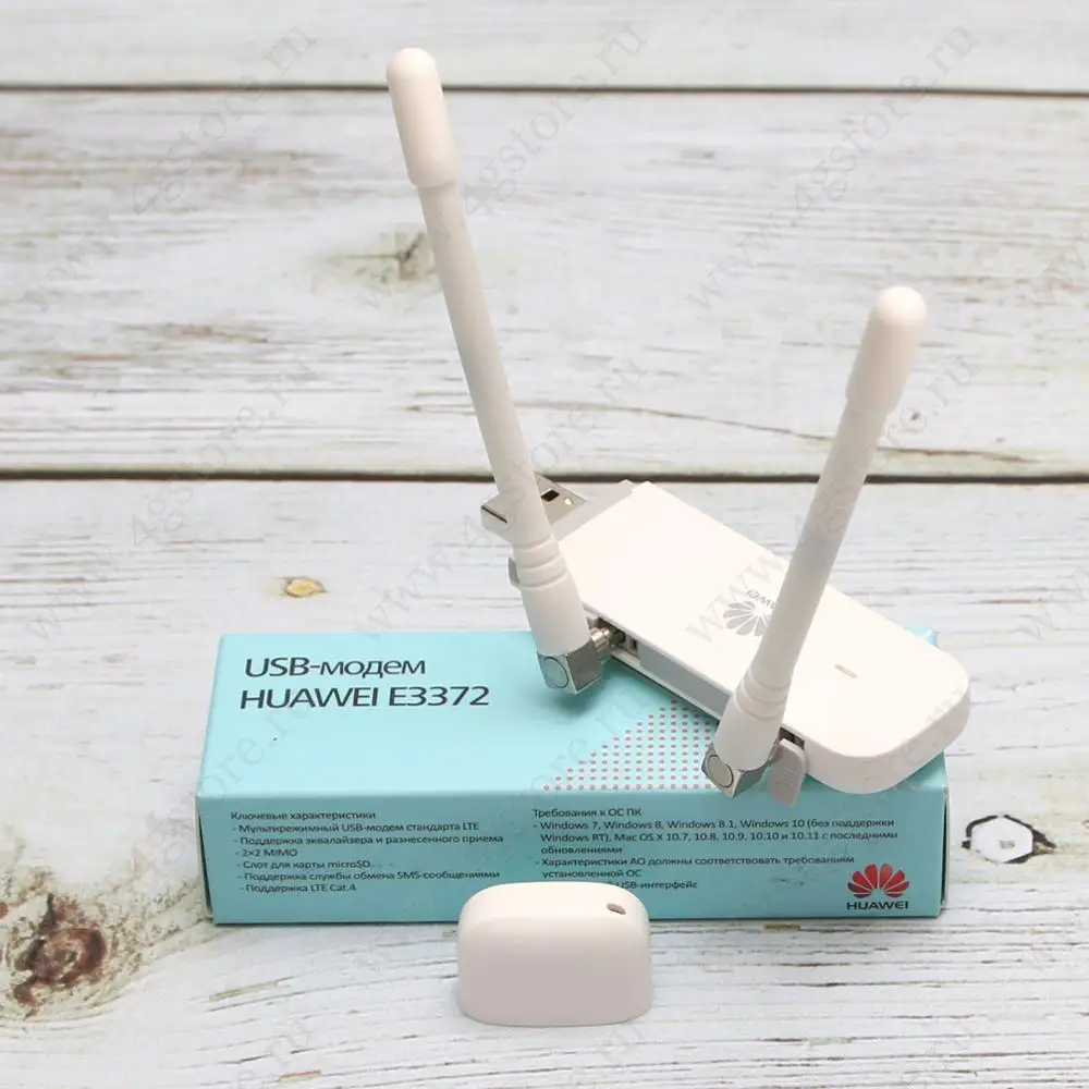 Белый с ориг. прошивкой Модем Huawei E3372 E3372h-153 USB LTE 4G 3G 2G с двумя CRC9 антеннами - Цвет: Белый с ориг. прошивкой