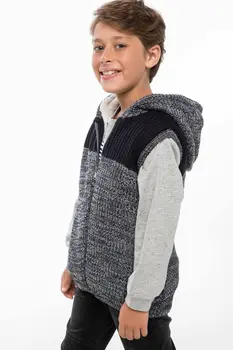 

DeFacto Winter Boy Thick Vest Dark Blue Grey Boys Kids Warm Sleeveless Waistcoat Hooded Coat Tops-I9236A618AU