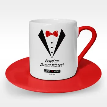 

Personalized Groom Coffee Design Red Turkish coffee Cup-5