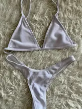 Microbikini brasileño con tanga de mujer, traje de baño liso blanco y negro con tanga y copa pequeña, bikinis sexis de talle alto para playa y piscina de mujer