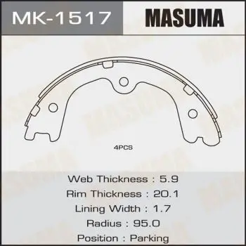 Колодки стояночного тормоза NISSAN MURANO(Z51) 08-16 MASUMA MK