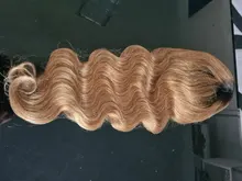 Ali Lee rubio miel peluca Ombre peluca 1B/27 Frente de encaje pelucas de cabello humano de la onda del cuerpo peruano Pre arrancado transparente Frontal de encaje pelucas