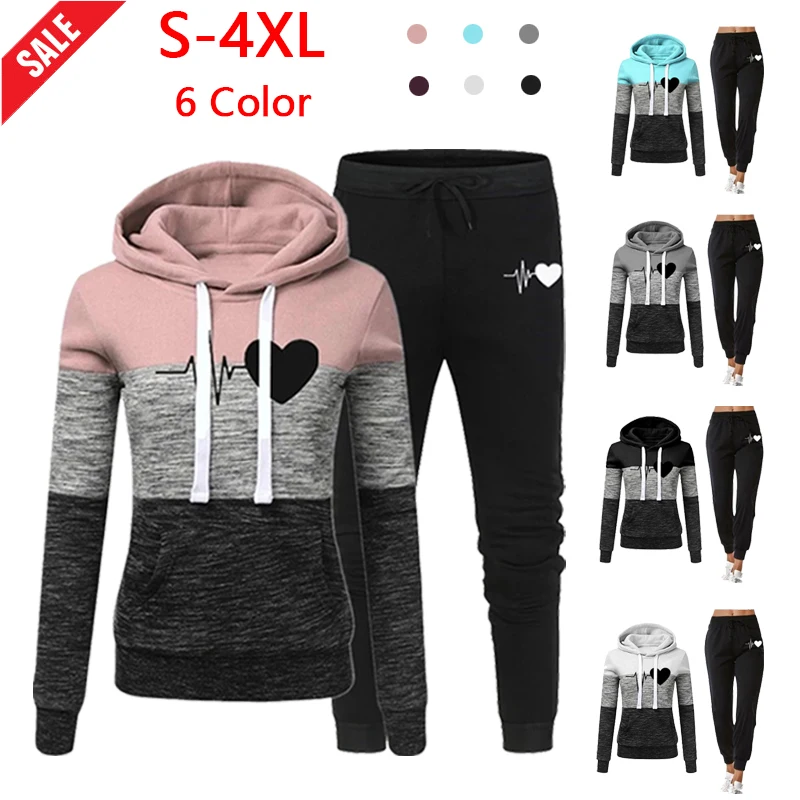 white pant suit set Autumn Winter Women's tracksuit Solid Hoodie Sweatshirt Two Piece Woman Set Crop Top and Pants Sport Jogger Suit Female Clothing dressy pant suits