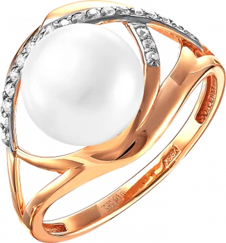 

Примаэксклюзив ring with pearls and cubic zirconia in red gold