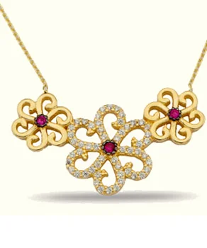 

Flower Themed Gold Necklace 02-390-K0942B