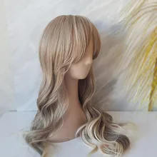 EASIHAIR-Peluca de cabello ombré ondulado para mujer afroamericana, cabellera artificial larga con flequillo, color gris, resistente al calor