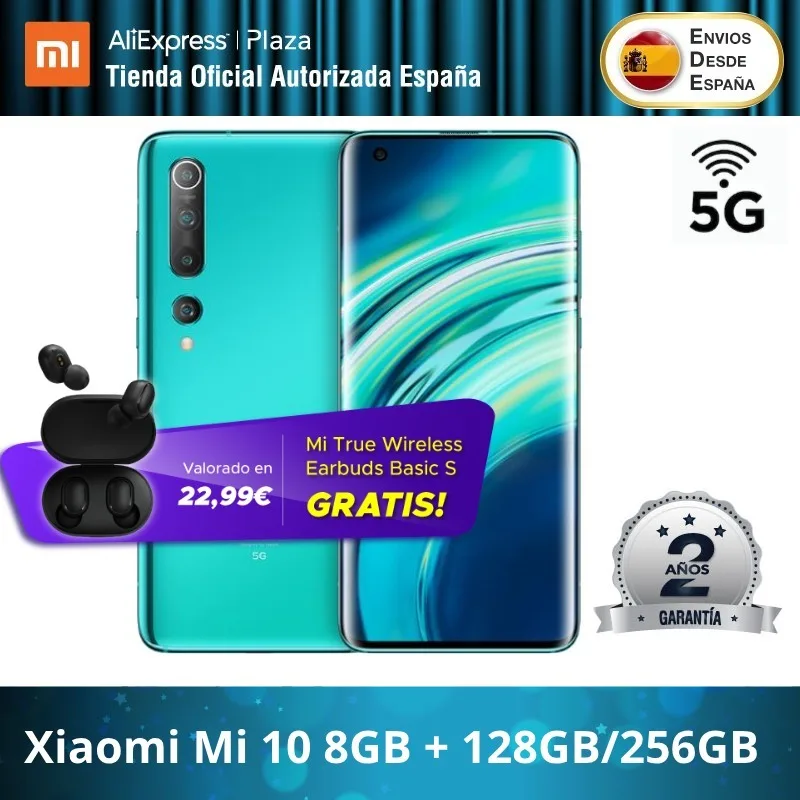 Xiaomi Mi 10 5G 8+128GB Coral Green – Débloqué, état Occasion, Charge Rapide, NFC