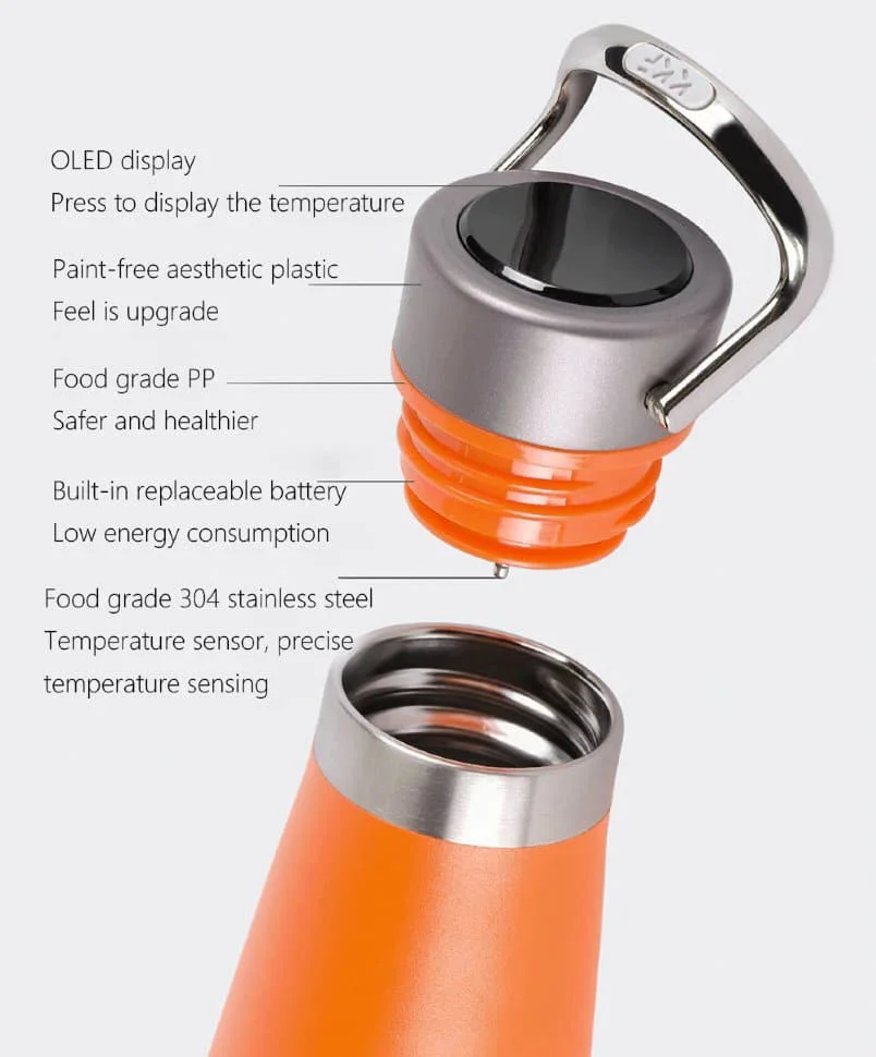 Термос Xiaomi KKF Smart Vacuum Bottle с OLED дисплеем 475мл Оранжевый|Системные аксессуары| |
