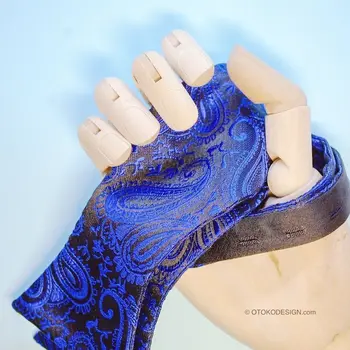 

Men's self-tie bow tie (cotton, black, blue) 52407