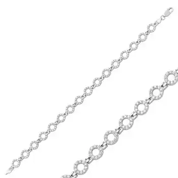 

KUTAYDAN 925 Sterling Silver Cubic Zirconia Round Womens Bracelet