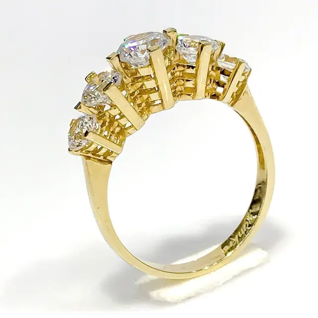 Diamond Model Row Dibs Gold Wedding Band Ring 2
