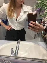 Blusa de manga larga con botones lisos para Primavera, camisa blanca de oficina para mujer, a la moda